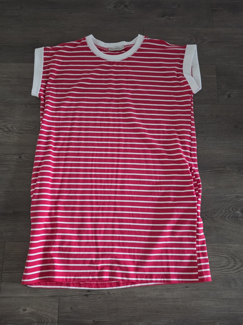 Zenana Red And White Striped Tee Dress